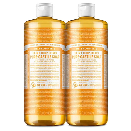 - Pure-Castile Liquid Soap (Citrus, 32 Ounce, 2-Pack) - Made with Organic Oils, 18-In-1 Uses: Face, Body, Hair, Laundry, Pets and Dishes, Concentrated, Vegan, Non-Gmo