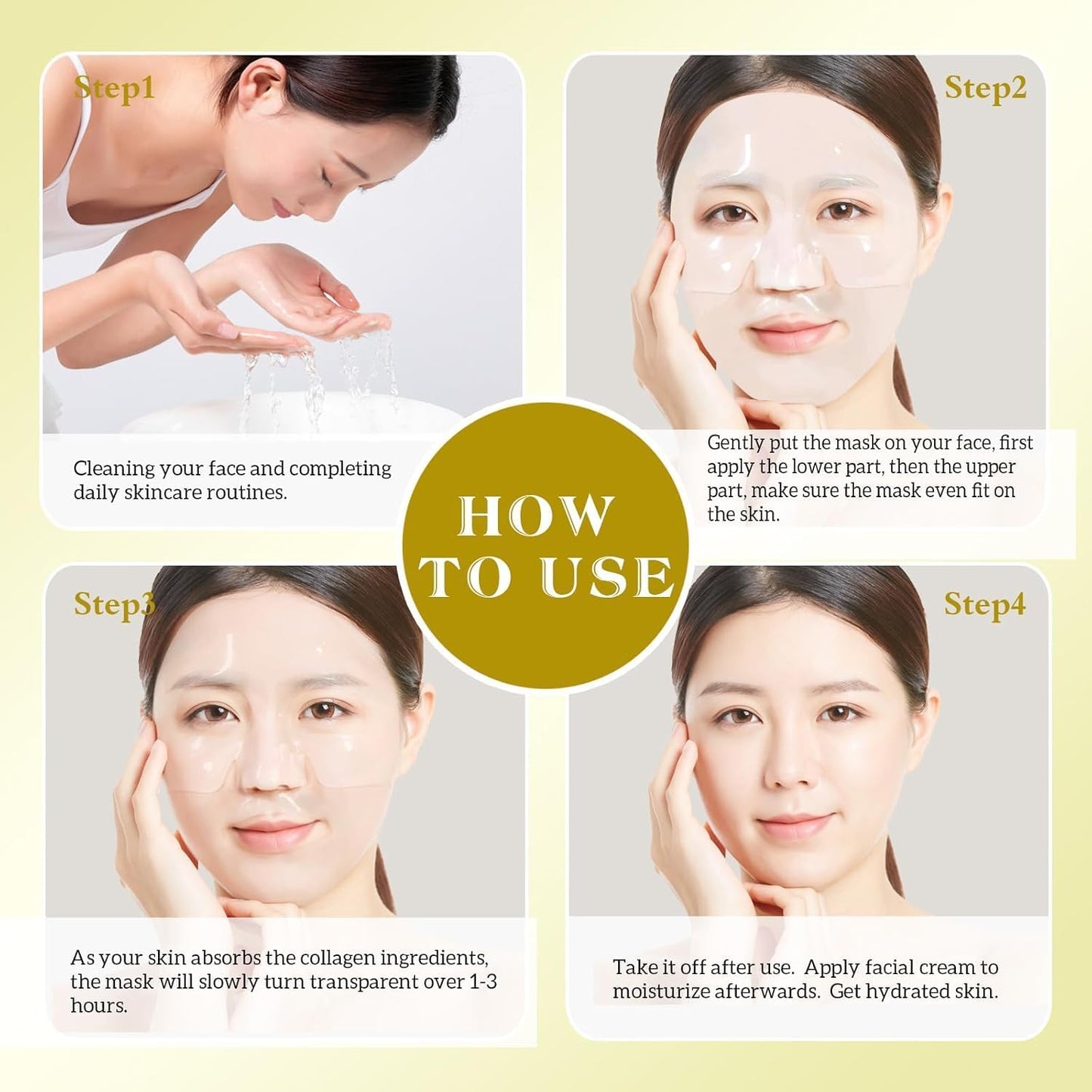 Bio-Collagen Real Deep Mask 34Gx17Ea, Deep Collagen Anti-Wrinkle Lifting Overnight Mask, Hydrating Hydrogel Mask with Low Molecular Weight Collagen - Pore Minimizing, Elasticity, Firming, Moisturizing