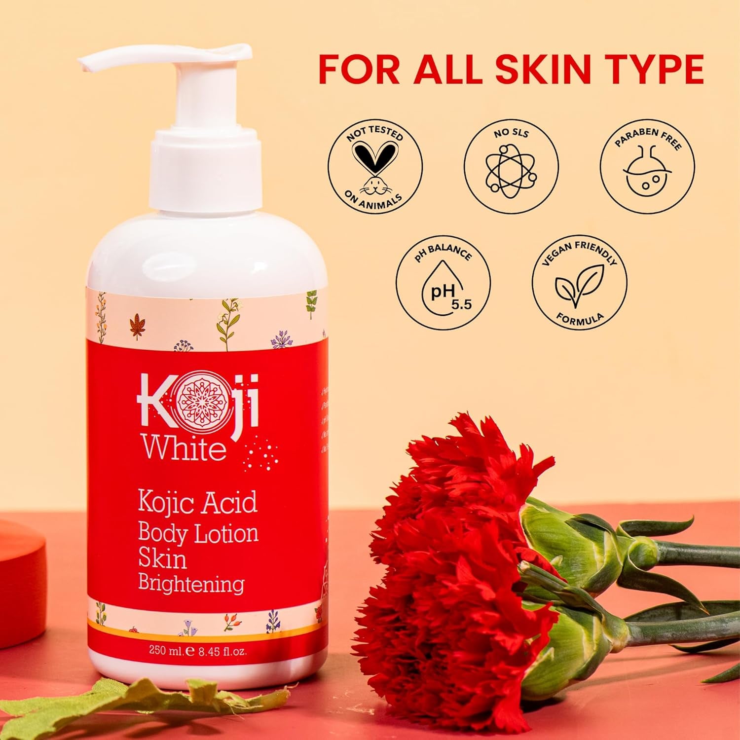 Kojic Acid Skin Brightening Body Lotion - Body Moisturizer & Skin Firming for Women, Boost Hydrating, Sun Damage Skin, Uneven Skin Tone, Paraben-Free, Vegan, 8.45 Fl Oz Bottle